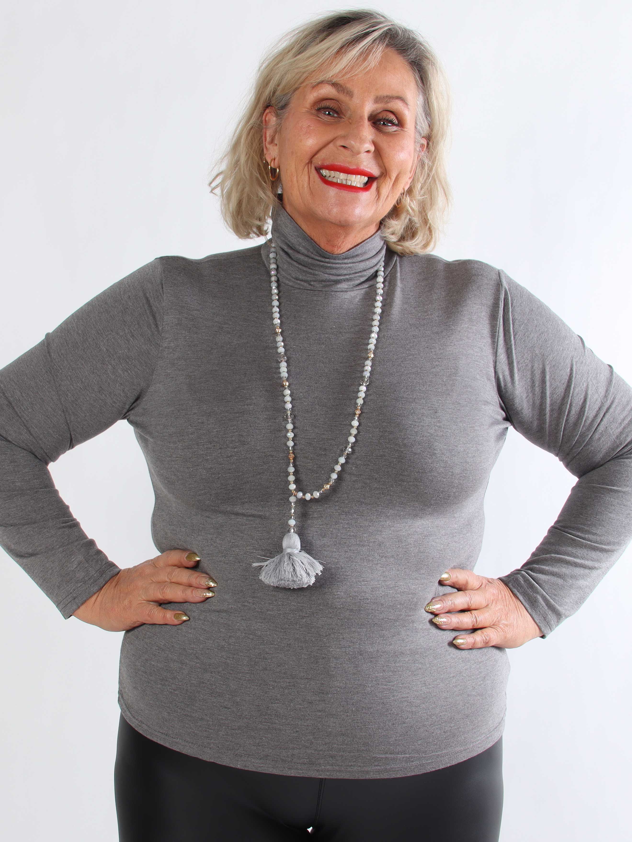 Noras - Langærmet basis bluse i viskose med turtleneck